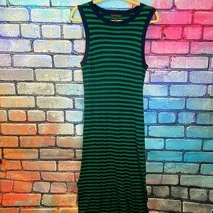 Maxi dress, vibrant dark green/navy stripes
